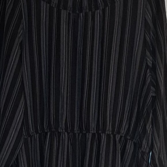 New 2X Black Gray Maxi Peasant Tiered Dress Slimming Modest Terra & Sky - Picture 3 of 8